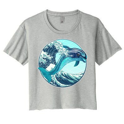 The Great Wave Dolphin Women's Crop Top Tee