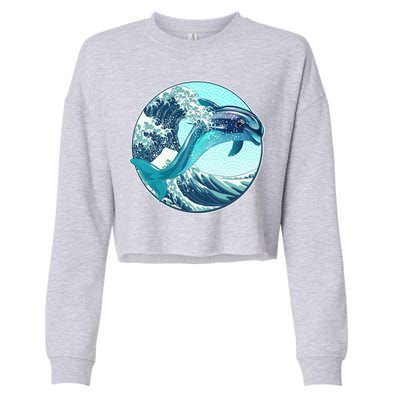 The Great Wave Dolphin Cropped Pullover Crew