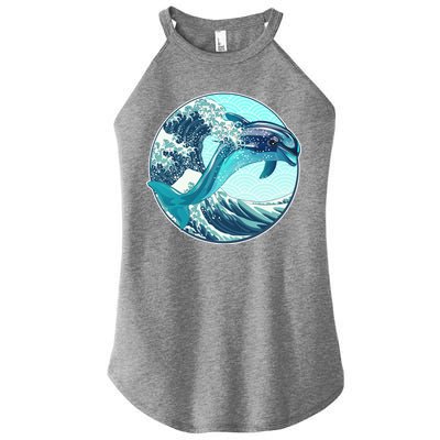 The Great Wave Dolphin Women's Perfect Tri Rocker Tank