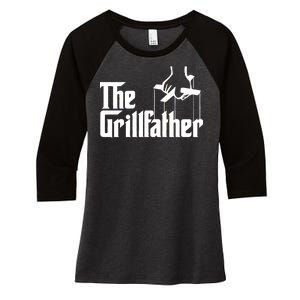 The Grillfather  Women's Tri-Blend 3/4-Sleeve Raglan Shirt