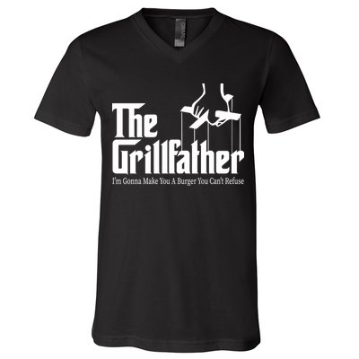 The Grillfather Burger You Can't Refuse V-Neck T-Shirt