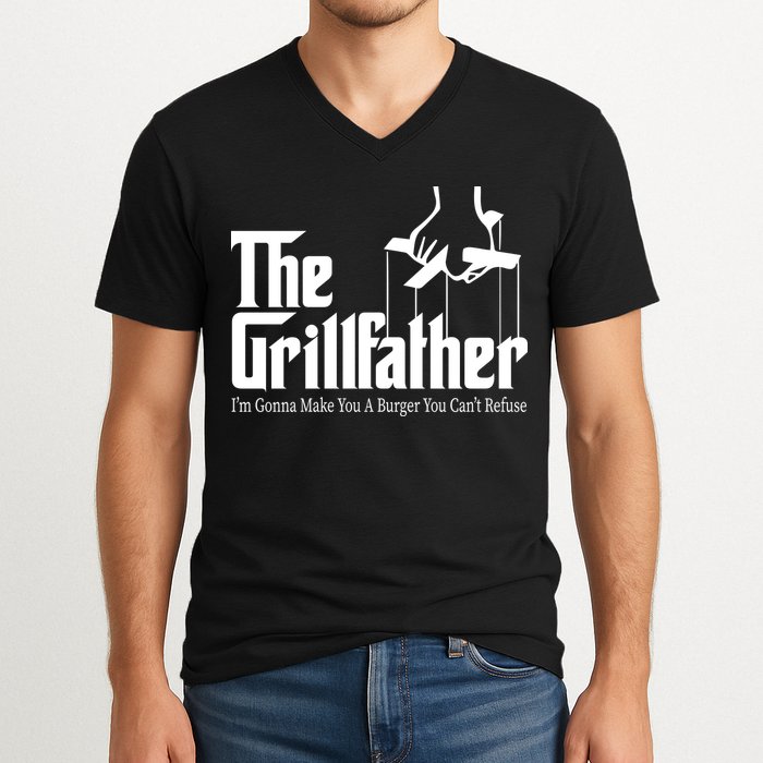 The Grillfather Burger You Can't Refuse V-Neck T-Shirt