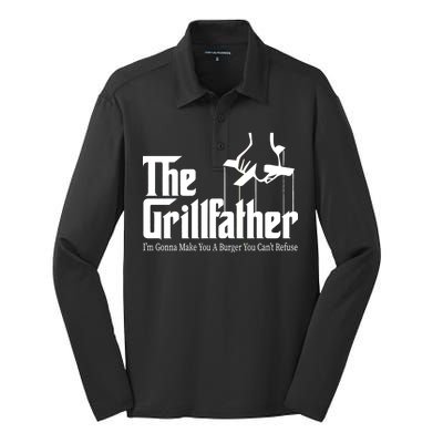 The Grillfather Burger You Can't Refuse Silk Touch Performance Long Sleeve Polo