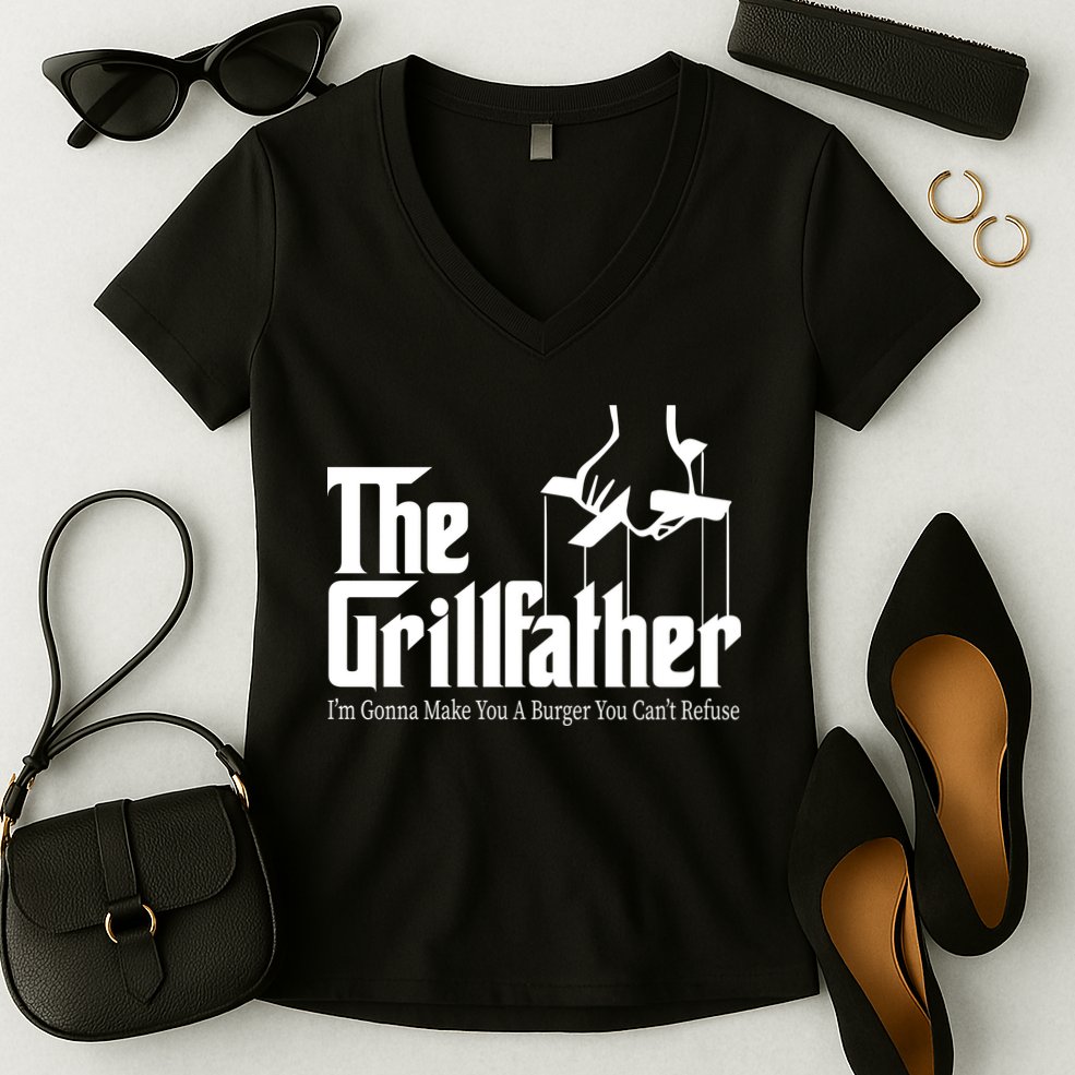 The Grillfather Burger You Can't Refuse Women's V-Neck T-Shirt