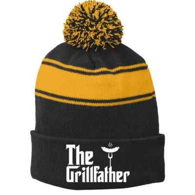 The Grillfather Father's Day Grill Stripe Pom Pom Beanie