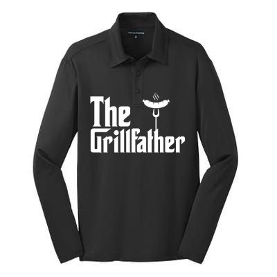 The Grillfather Father's Day Grill Silk Touch Performance Long Sleeve Polo