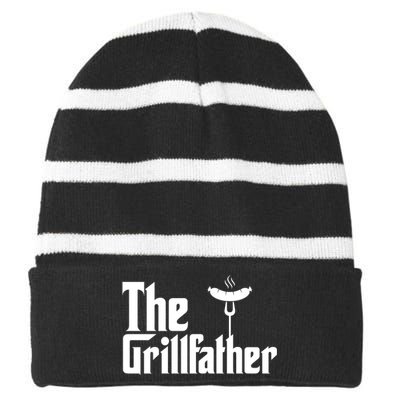 The Grillfather Father's Day Grill Striped Beanie with Solid Band