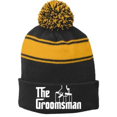 The Groomsman  Stripe Pom Pom Beanie