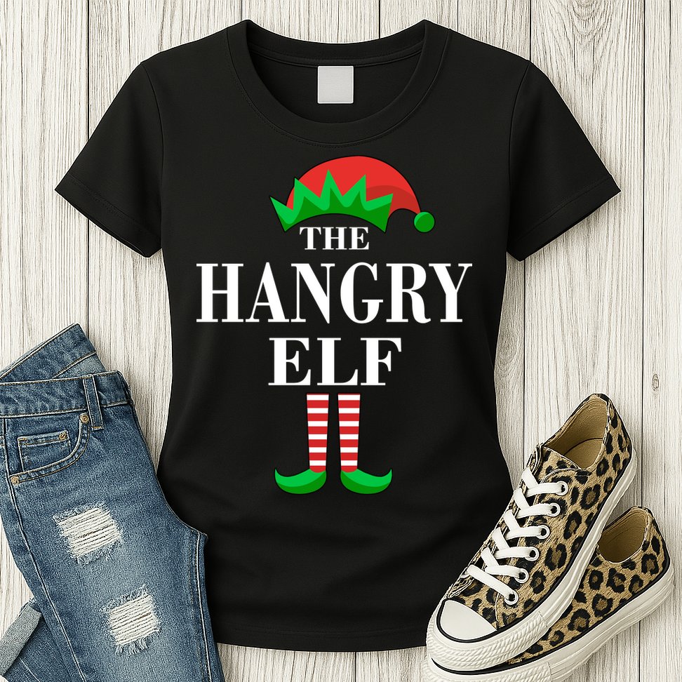The Hangry Elf Funny Family Matching Christmas Womens T-Shirt