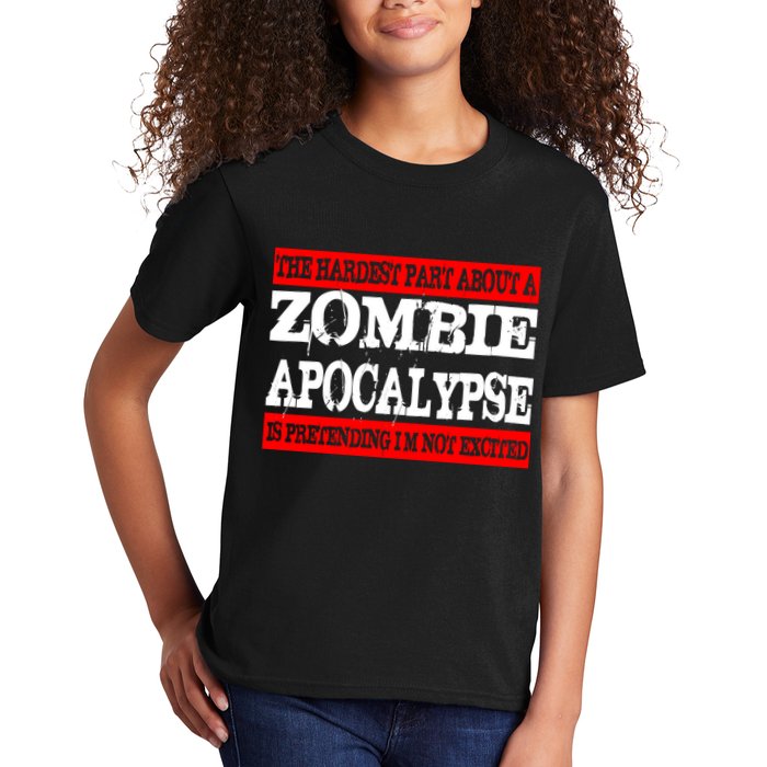 The Hardest Part About The Zombie Apocalypse Is Pretending I'm Not Excited Kids T-Shirt