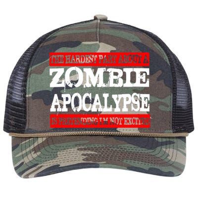 The Hardest Part About The Zombie Apocalypse Is Pretending I'm Not Excited Retro Rope Trucker Hat Cap