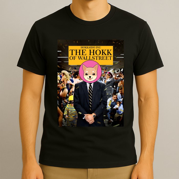 The Hokk of Wallstreet Hokkaido Inu Coin Crypto Currency T-Shirt