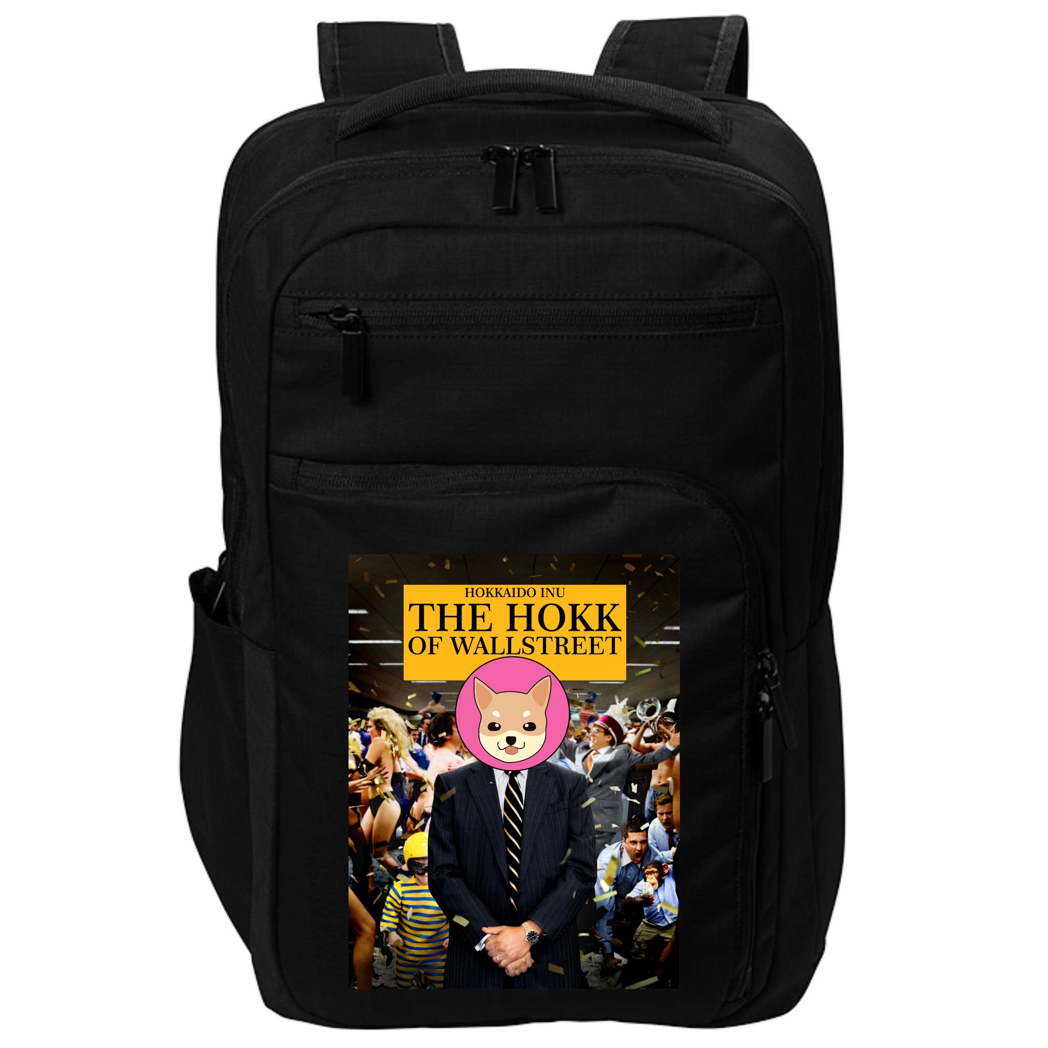The Hokk of Wallstreet Hokkaido Inu Coin Crypto Currency Impact Tech Backpack