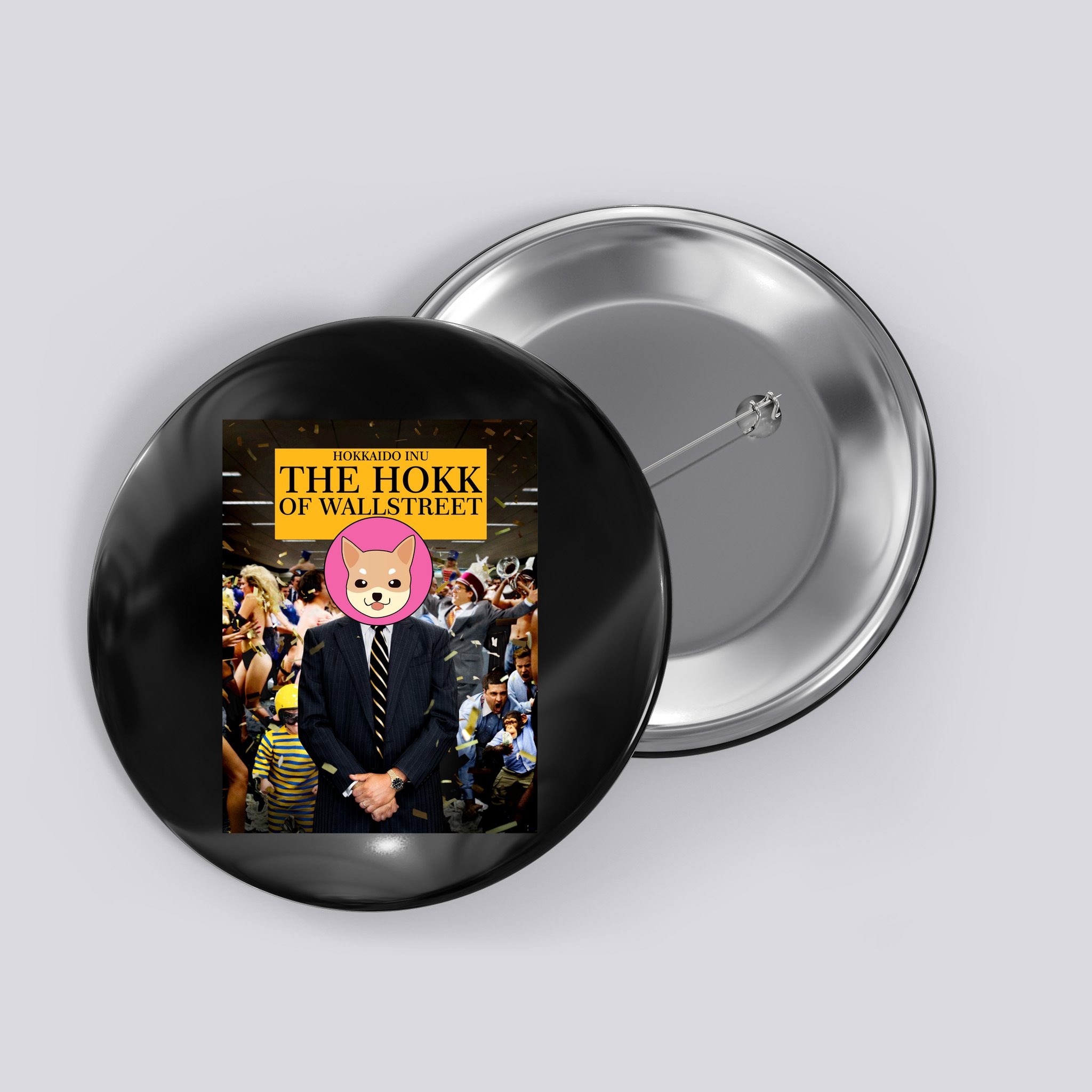 The Hokk of Wallstreet Hokkaido Inu Coin Crypto Currency Button