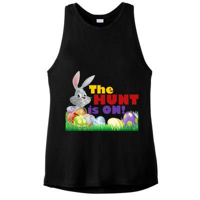 The Hunt is On! Easter Rabbit Egg Hunt Ladies PosiCharge Tri-Blend Wicking Tank