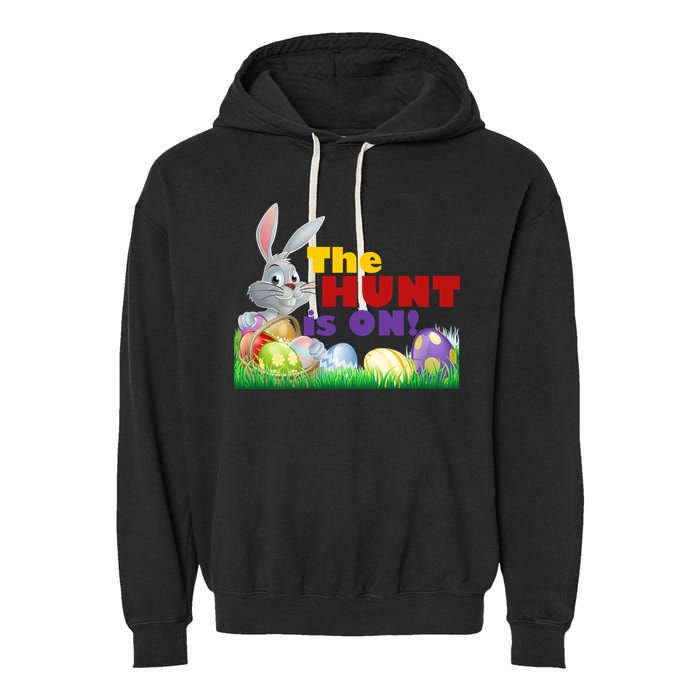 The Hunt is On! Easter Rabbit Egg Hunt Garment-Dyed Fleece Hoodie