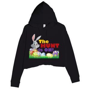 The Hunt is On! Easter Rabbit Egg Hunt Crop Fleece Hoodie