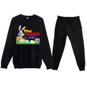 The Hunt is On! Easter Rabbit Egg Hunt Premium Crewneck Sweatsuit Set