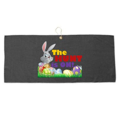 The Hunt is On! Easter Rabbit Egg Hunt Large Microfiber Waffle Golf Towel