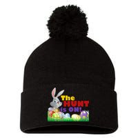 The Hunt is On! Easter Rabbit Egg Hunt Pom Pom 12in Knit Beanie