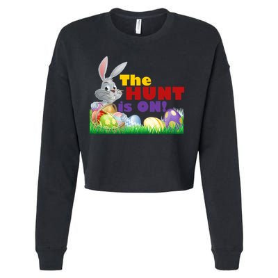 The Hunt is On! Easter Rabbit Egg Hunt Cropped Pullover Crew