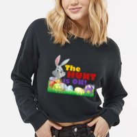The Hunt is On! Easter Rabbit Egg Hunt Cropped Pullover Crew