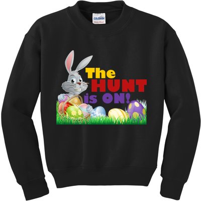 The Hunt is On! Easter Rabbit Egg Hunt Kids Sweatshirt