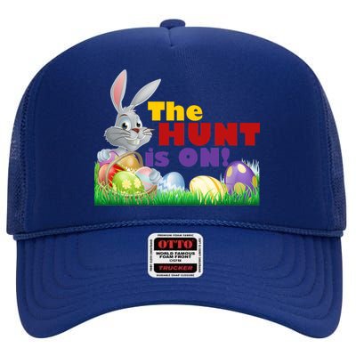 The Hunt is On! Easter Rabbit Egg Hunt High Crown Mesh Back Trucker Hat