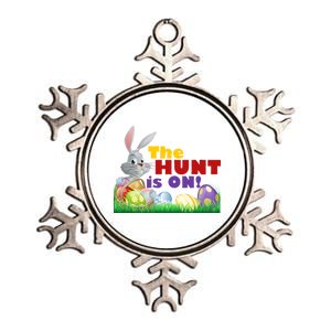 The Hunt is On! Easter Rabbit Egg Hunt Metallic Star Ornament