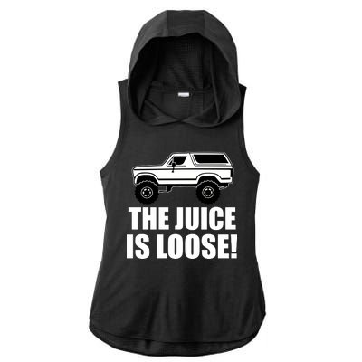 The Juice is Loose White Bronco Funny Ladies PosiCharge Tri-Blend Wicking Draft Hoodie Tank