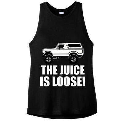 The Juice is Loose White Bronco Funny Ladies PosiCharge Tri-Blend Wicking Tank