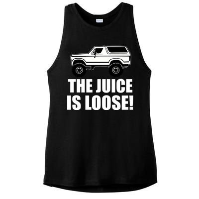 The Juice is Loose White Bronco Funny Ladies PosiCharge Tri-Blend Wicking Tank