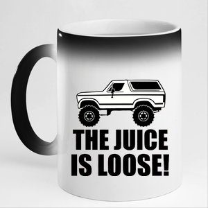 The Juice is Loose White Bronco Funny 11oz Black Color Changing Mug