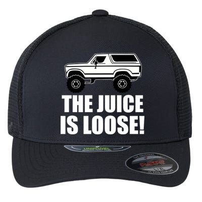 The Juice is Loose White Bronco Funny Flexfit Unipanel Trucker Cap