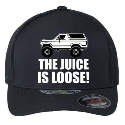 The Juice is Loose White Bronco Funny Flexfit Unipanel Trucker Cap