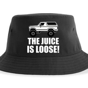 The Juice is Loose White Bronco Funny Sustainable Bucket Hat