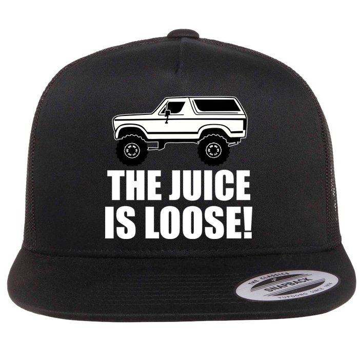 The Juice is Loose White Bronco Funny Flat Bill Trucker Hat