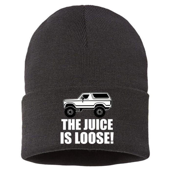 The Juice is Loose White Bronco Funny Sustainable Knit Beanie