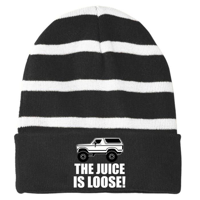 The Juice is Loose White Bronco Funny Striped Beanie with Solid Band