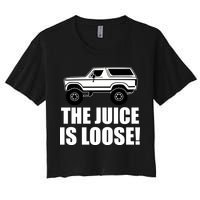 The Juice is Loose White Bronco Funny Women's Crop Top Tee