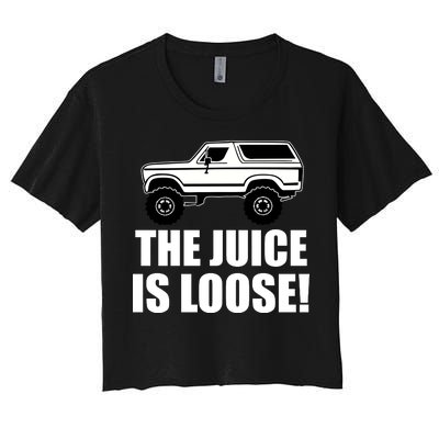 The Juice is Loose White Bronco Funny Women's Crop Top Tee