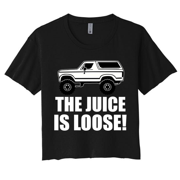 The Juice is Loose White Bronco Funny Women's Crop Top Tee