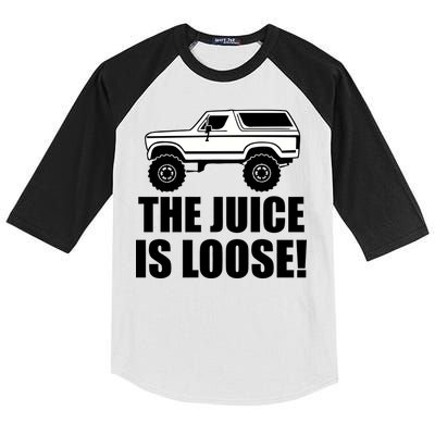 The Juice is Loose White Bronco Funny Kids Colorblock Raglan Jersey