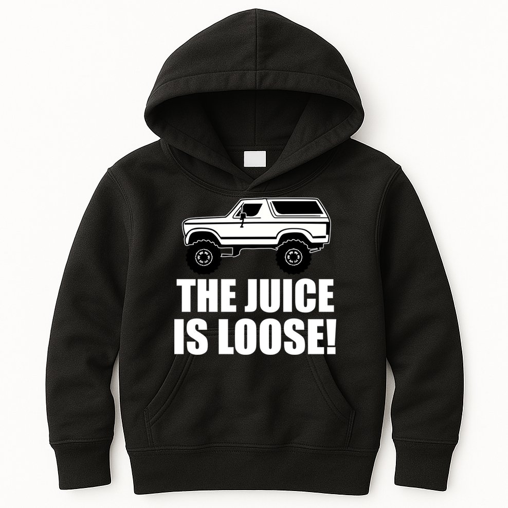 The Juice is Loose White Bronco Funny Kids Hoodie