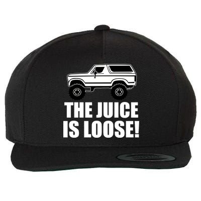 The Juice is Loose White Bronco Funny Wool Snapback Cap