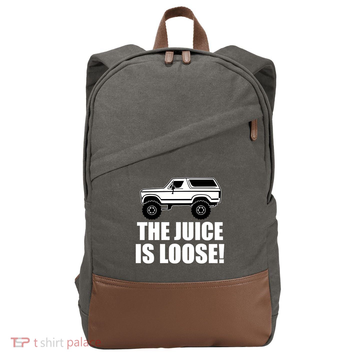 The Juice is Loose White Bronco Funny Cotton Canvas Backpack