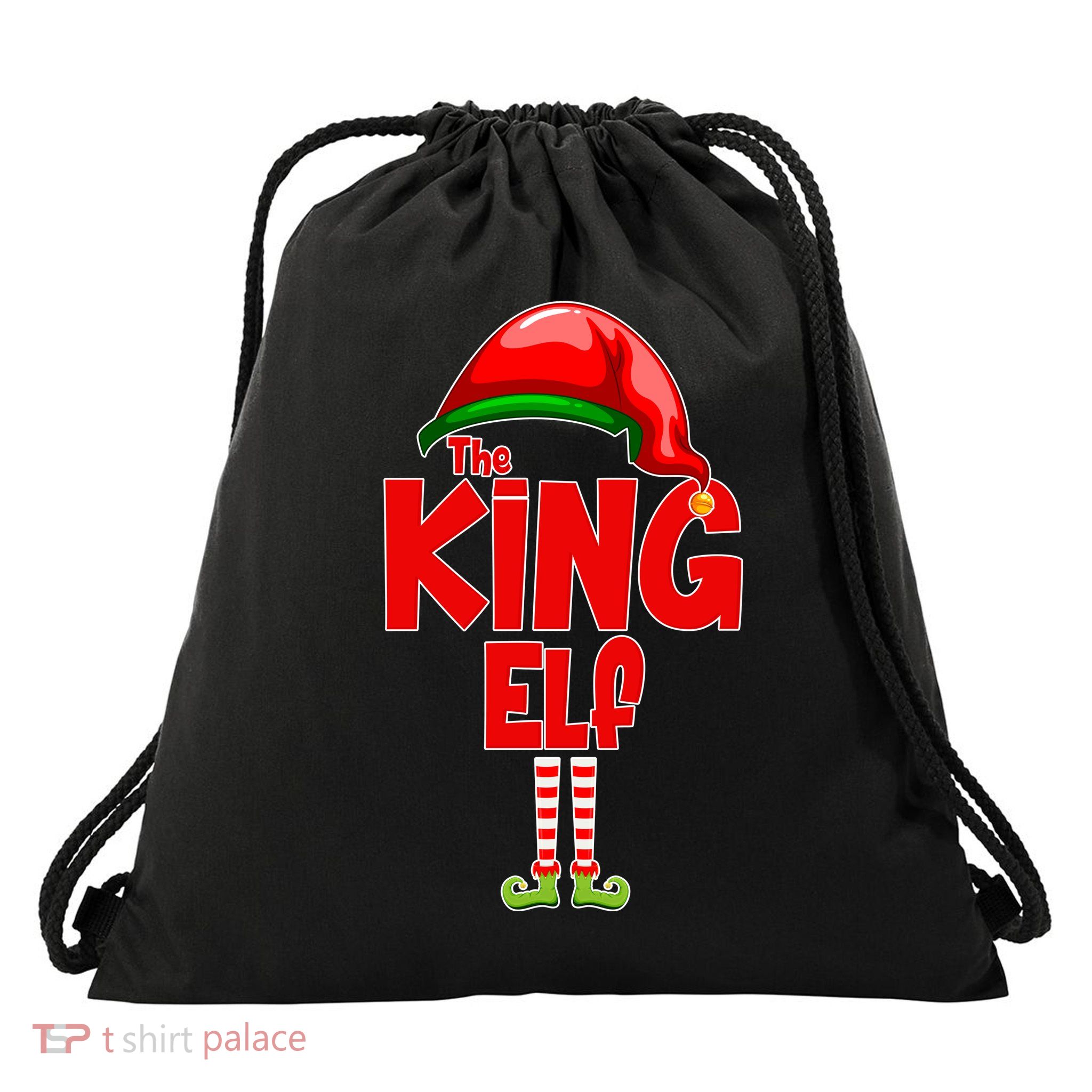 The King Elf Christmas Drawstring Bag