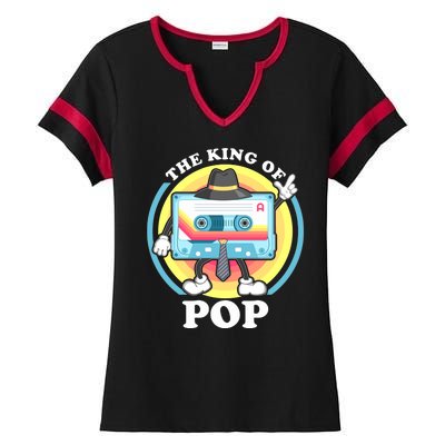 The King of Pop Retro Cassette Tape Ladies Halftime Notch Neck Tee