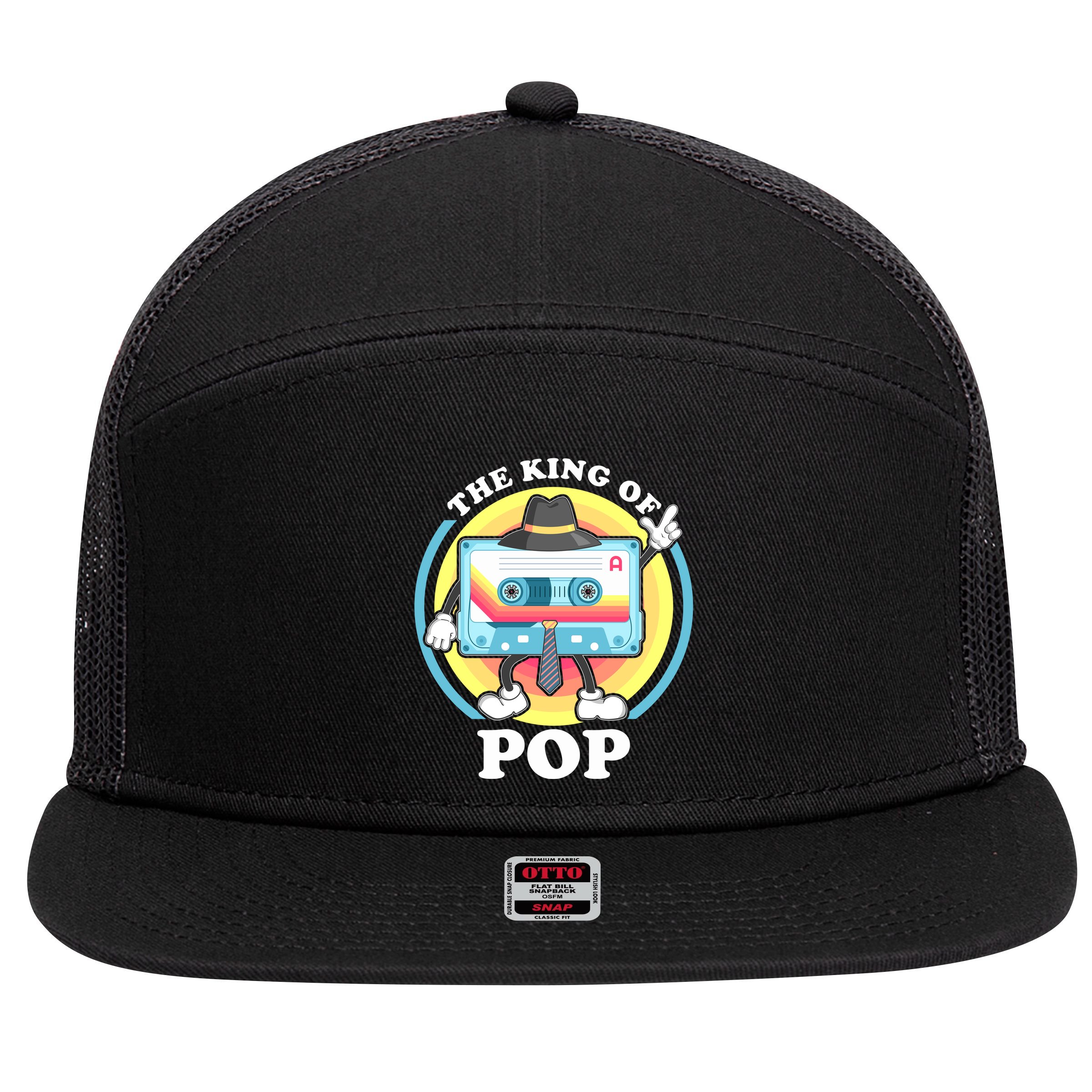 The King of Pop Retro Cassette Tape 7 Panel Mesh Trucker Snapback Hat