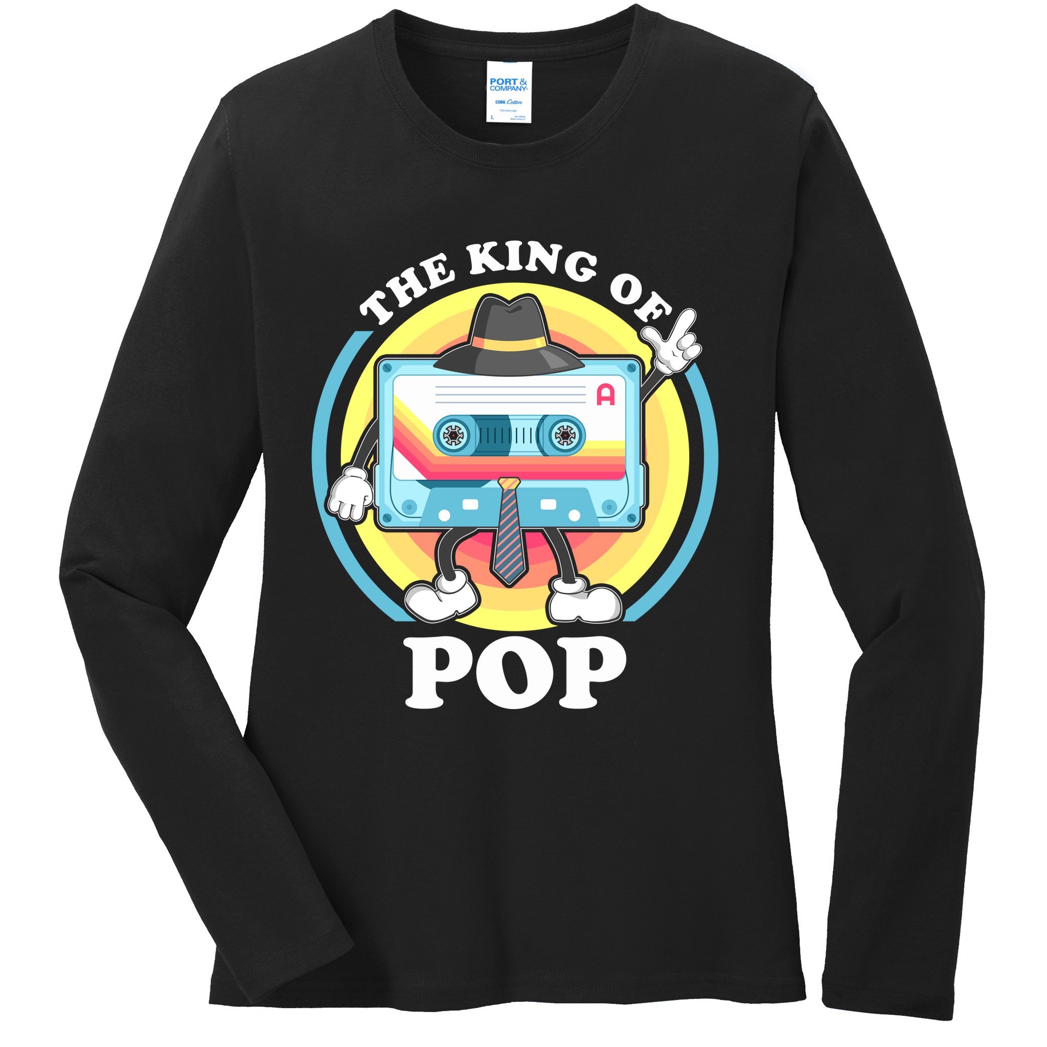 The King of Pop Retro Cassette Tape Ladies Long Sleeve Shirt